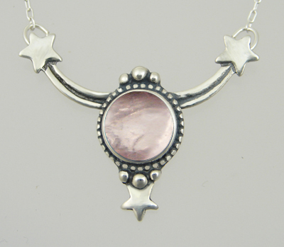 Sterling Silver Rose Quartz Accents This Celestial Necklace